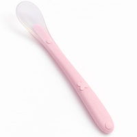 Silikonowa Łyżeczka do nauki jedzenia różowa 6m + 1 sztuka