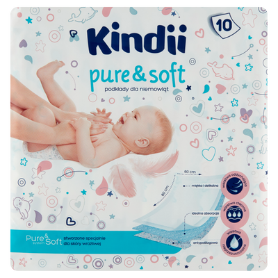 Kindii Pure & Soft Podkłady dla niemowląt 60 x 60 cm 10 sztuk