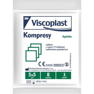 Viscoplast Kompresy jałowe 5x5cm 1 saszetka 3szt