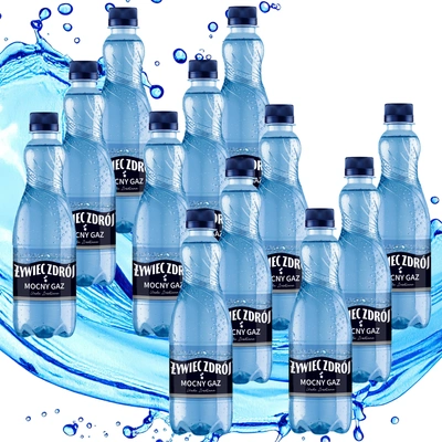 Żywiec Zdrój Mocny Gaz Woda źródlana ZESTAW 12 x 500 ml