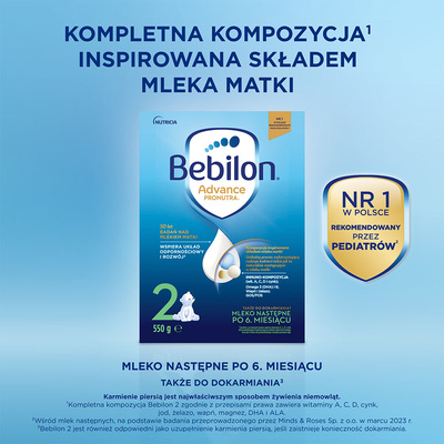 Bebilon 2 Advance Pronutra mleko następne po 6. miesiącu 550 g
