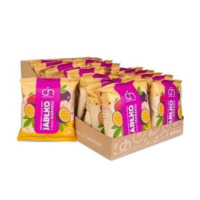 Crispy Natural jabłko o smaku marakui - suszone kostki z jabłek ZESTAW 24 x 18 g 