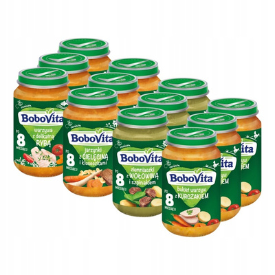 BoboVita Zestaw Mix-1 Obiadków po 8 mc 12x190g