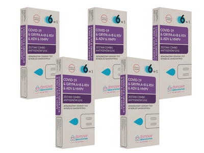 Domowe Laboratorium Test 6w1 - COVID-19, Grypa A+B, RSV, ADV, HMPV 5 sztuk