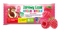 Zdrowy lizak dla dzieci mniam mniam z witaminami smak malinowy ZESTAW ŁEZKA 10 sztuk