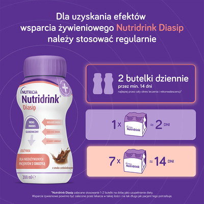 Nutridrink Diasip o smaku waniliowym i czekoladowym ZESTAW 8 x 200 ml 