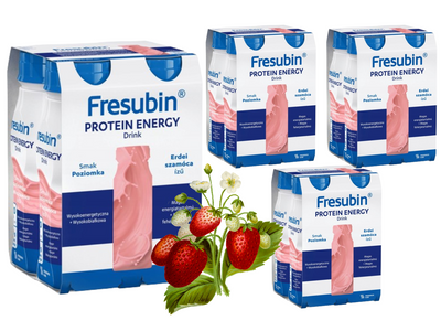 Fresubin® Protein Energy Drink,  smak poziomkowy ZESTAW 16 x 200ml. Żywność specjalnego przeznaczenia medycznego. Bogata w białko 