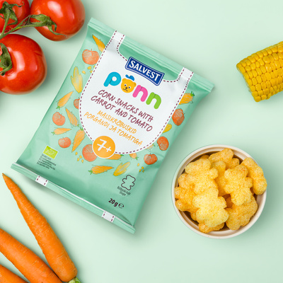 SALVEST Põnn BIO Chrupki zestaw różne smaki truskawka mango pomidor różne kształty 3 x 20 g + 2 MUSY GRATIS!