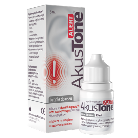 Akustone Alert Krople do uszu w stanach zapalnych ucha zewnętrznego 15ml