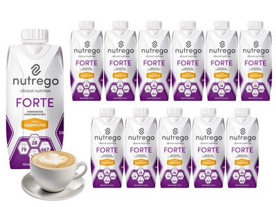 Nutrego Forte Cappucino żywność medyczna w płynie wysokobiałkowa ZESTAW 12 x 330 ml