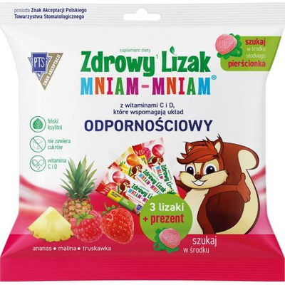 Zdrowy lizak dla dzieci mniam mniam z witaminami 3 sztuki + PREZENT + GRATIS!