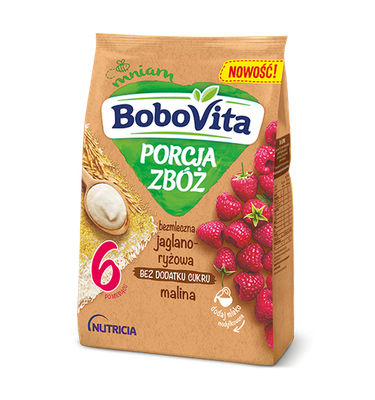 BoboVita Porcja Zbóż kaszka bezmleczna jaglano-ryżowa malina 170g