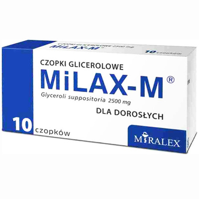 Milax-M Przeczyszczające czopki glicerolowe 2500 mg dla dorosłych 10 sztuk