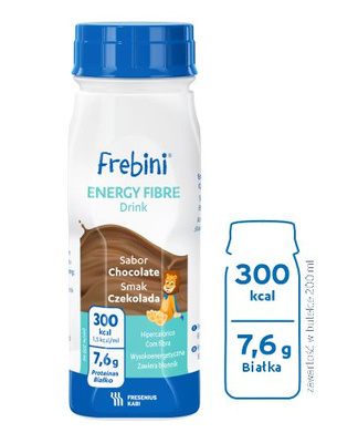 Frebini Energy Drink, smak czekoladowy, 4 x 200 ml. Żywność specjalnego przeznaczenia medycznego. Dla dzieci 1 - 12 lat