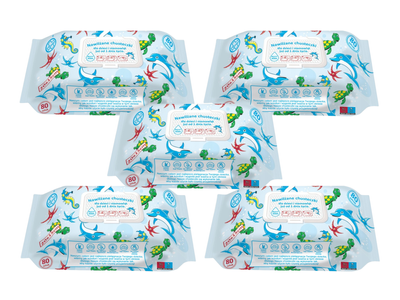  Testeo nawilżane chusteczki dla dzieci 99,8% wody ZESTAW 5 x 80 sztuk