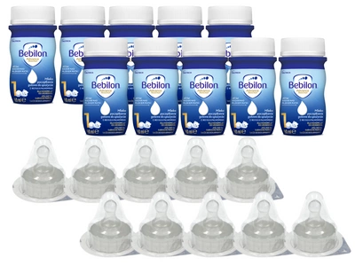 Bebilon 1 Pronutra-Advance Mleko początkowe w płynie od urodzenia RTF 10 x 90 ml + 10 jednorazowych smoczków