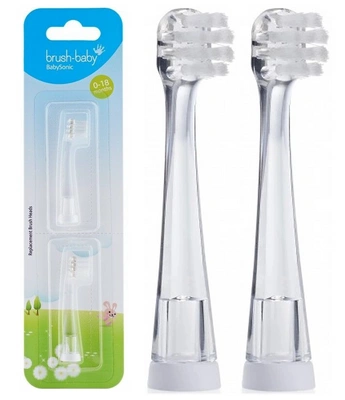 Brush Baby końcówki do szczoteczki sonicznej BabySonic 0-18 miesięcy 2 sztuki