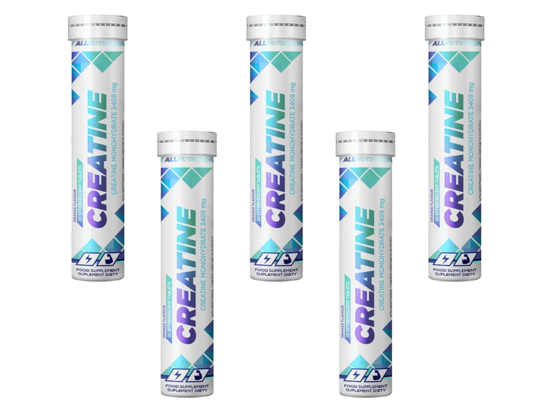 Allnutrition kreatyna monohydrat SMAK POMARAŃCZOWY ZESTAW 5 x 20 tabletek musujących