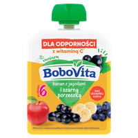 BoboVita Mus banan z jagodami i czarną porzeczką po 6 miesiącu 80 g