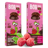 Bob Snail Ciasteczka owocowe Jabłko Malina w Belgijskiej ciemnej czekoladzie 2 x 30 g