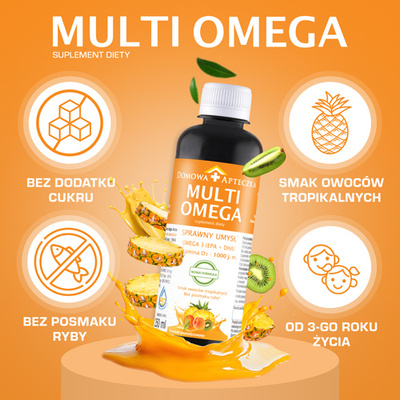 MultiOmega płyn KWASY OMEGA 3 smak owoców tropikalnych 250 ml	