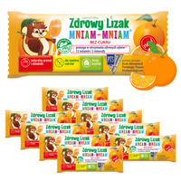 Zdrowy lizak dla dzieci mniam mniam z witaminami smak pomarańczowy ZESTAW ŁEZKA 10 sztuk + 2 LIZAKI GRATIS!