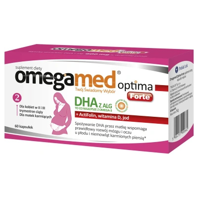 Omegamed Optima Forte DHA z alg dla kobiet w II i III trymestrze ciąży oraz matek karmiących 60 kapsułek + GRATIS!