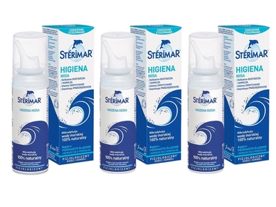 STERIMAR Sterimar Higiena Nosa WODA MORSKA spray fizjologiczny do nosa ZESTAW 3 x 50 ml