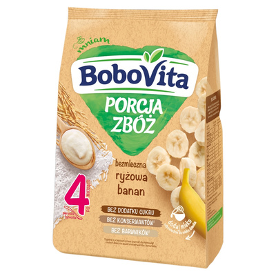 BoboVita Porcja zbóż Kaszka bezmleczna ryżowa banan po 4 miesiącu 170 g