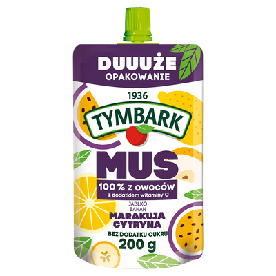 Tymbark Mus 100 % z owoców jabłko banan marakuja cytryna 200 g