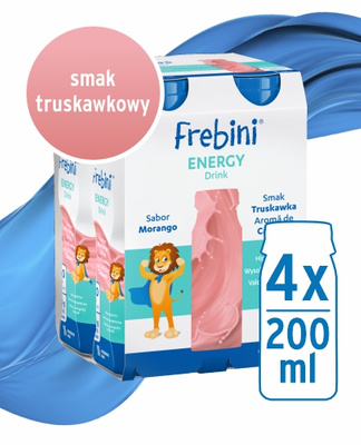 Frebini Energy Drink, smak truskawkowy, 24 x 200 ml. Żywność specjalnego przeznaczenia medycznego. Dla dzieci 1 - 12 lat