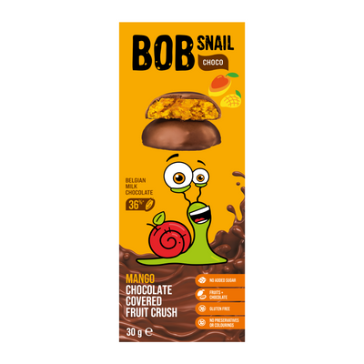 Bob Snail Ciasteczka owocowe Mango w Belgijskiej mlecznej czekoladzie 30 g