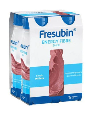 Fresubin® Energy Fibre Drink, smak wiśniowy, 4 x 200 ml.  Żywność specjalnego przeznaczenia medycznego. Bogata w błonnik. 