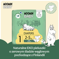 Moomin Baby 1 Newborn 2–5 kg (25 szt), eko pieluszki