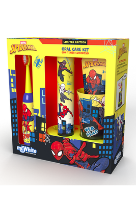 Mr.White Zestaw prezentowy do mycia zębów dla dzieci SPIDERMAN 3+ szczoteczka elektryczna kubek pasta timer