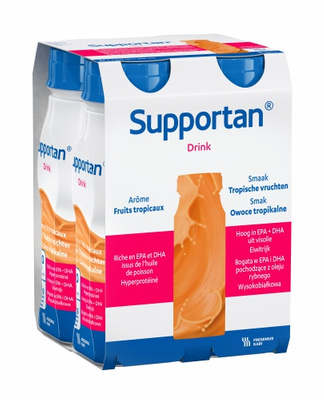 Supportan Drink, smak owoce tropikalne,  ZESTAW 16 x 200 ml.  Żywność specjalnego przeznaczenia medycznego. Pacjent onkologiczny, wyniszczony. 