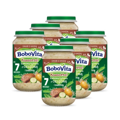 BoboVita Kaszotto! Komosa ryżowa z cielęciną i cukinią po 7 miesiącu ZESTAW 6 x 190 g