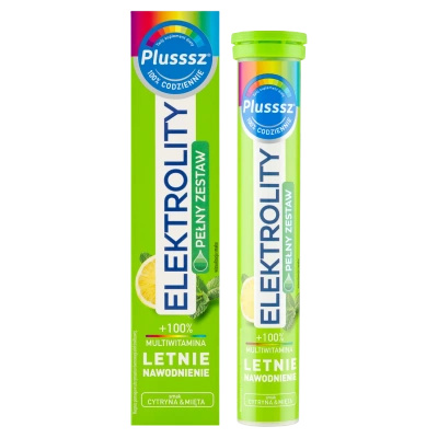 Plusssz Elektrolity + 100% Multiwitamina smak cytryna-mięta 24 tabletki 