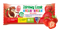 Zdrowy lizak dla dzieci mniam mniam z witaminami smak truskawkowy ZESTAW 10 sztuk