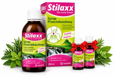 Stilaxx Syrop Przeciwkaszlowy ROZLUŹNIA GARDŁO, porost islandzki 200 ml + GRATIS!