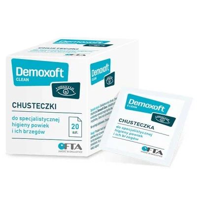 Demoxoft Clean chusteczki do specjalistycznej pielęgnacji i oczyszczania skóry powiek 20 sztuk