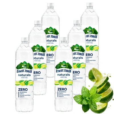 Żywiec Zdrój Naturals Napój niegazowany z delikatną nutą limonki i mięty ZESTAW 6 x 1,2 l