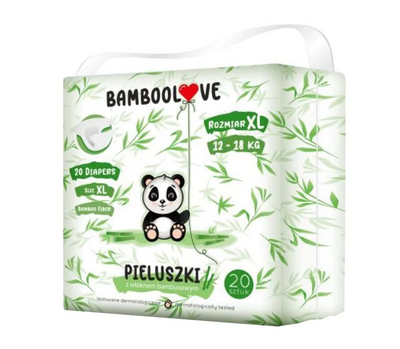 BAMBOOLOVE Pieluszki jednorazowe rozmiar XL (12-18kg) 20 sztuk