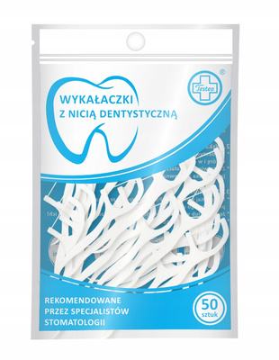 Testeo wykałaczki z nicią dentystyczną niciowykałaczki białe 50 sztuk