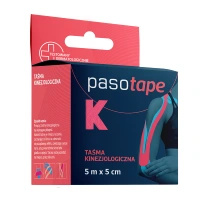 Pasotape Taśma kinezjologiczna 5 cm x 5 m na urazy mięśniowe różowa
