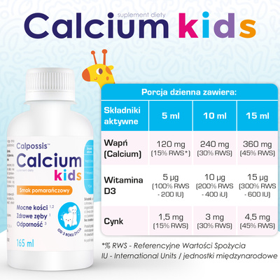 Calpossis Calcium Kids MOCNE KOŚCI I ZĘBY 165 ml