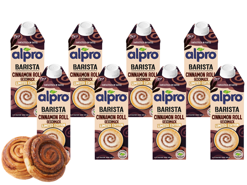Alpro Barista Napój owsiano-sojowy o smaku bułeczki cynamonowej ZESTAW 8 x 750 ml