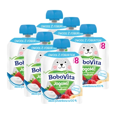 BoboVita Jogomi! Deserek z truskawkami i malinami ZESTAW 6x80g
