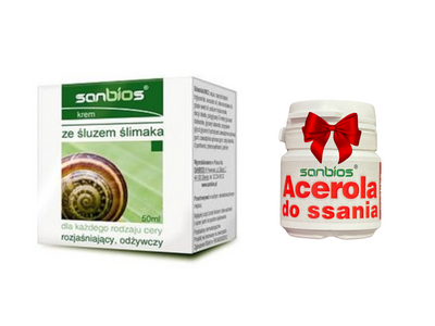 SANBIOS Krem ze śluzem ślimaka rozjaśniający 50 ml + ACEROLA PRÓBKA GRATIS!