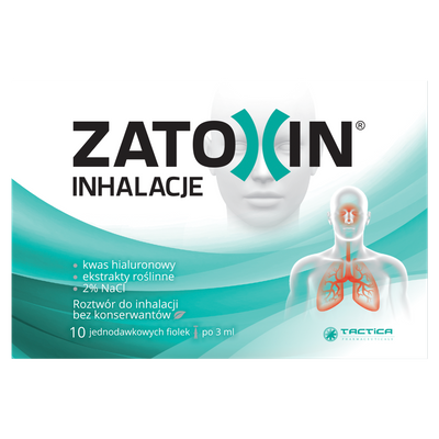 Zatoxin Inhalacje roztwór do inhalacji kwas hialuronowy 10 fiolek + 2 FIOLKI GRATIS!